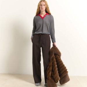 Calças pantalonas com cordão