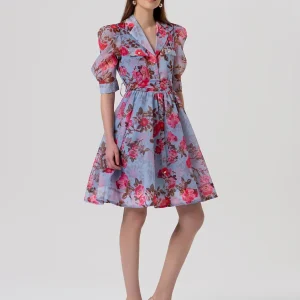 Mini vestido de corte regular com padrão floral